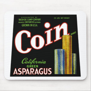 Coin California Asparagus Label Mousepad