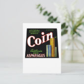 Coin California Asparagus Label Postkarte (Stehend Vorderseite)