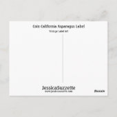 Coin California Asparagus Label Postkarte (Rückseite)