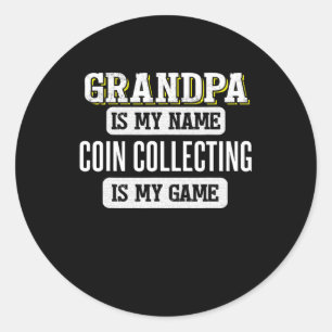 Coin Collector Geschenk für Opa Vatertag Shirt Runder Aufkleber