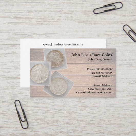 Coin Dealer Business Card Visitenkarte (Vorderseite/Rückseite Beispiel)