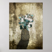 Coin Flowers in Crackled Vase Grunge Texture Poster (Vorne)