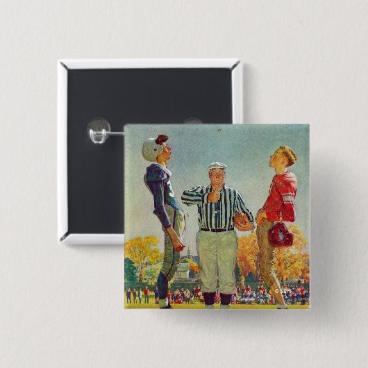 Coin Toss von Norman Rockwell Button (Vorne & Hinten)