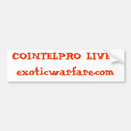 COINTELPRO LEBEN! exoticwarfare.com Autoaufkleber (Vorne)