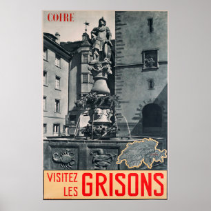 Coire, Visitez les Grisons, Reise-Plakat Poster