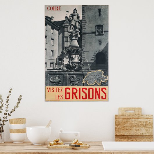 Coire, Visitez les Grisons, Reiseplakat Poster (Küche)