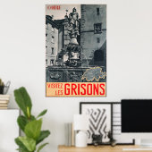 Coire, Visitez les Grisons, Reiseplakat Poster (Heimbüro)