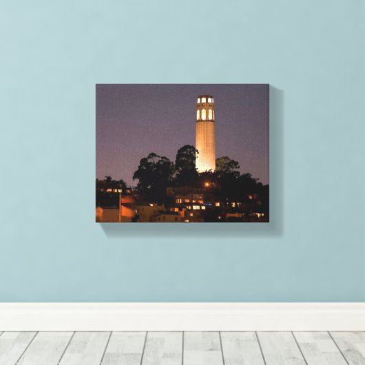 Coit Tower in der Nacht Leinwanddruck (Insitu (Holzboden))
