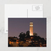 Coit Tower in der Nacht Postkarte (Vorne/Hinten)