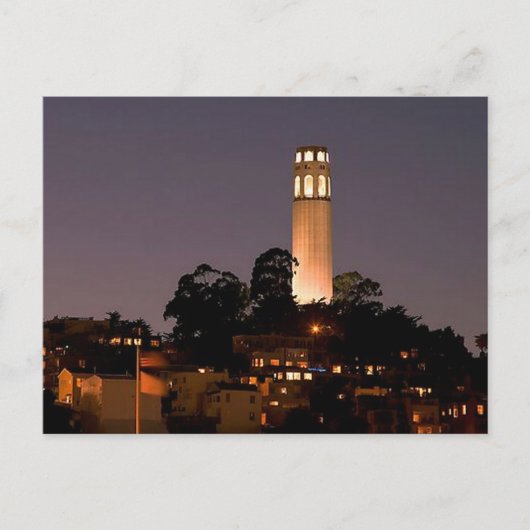 Coit Tower in der Nacht Postkarte (Vorderseite)