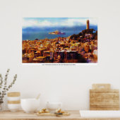 Coit Tower mit Blick auf die Insel Alcatraz Poster (Küche)