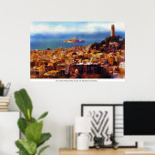 Coit Tower mit Blick auf die Insel Alcatraz Poster (Heimbüro)