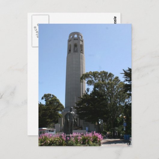 Coit Tower on Telegraph Hill in San Francisco Postkarte (Vorne/Hinten)
