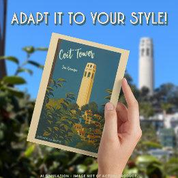 Coit Tower on Telegraph Hill, San Francisco Travel Postkarte