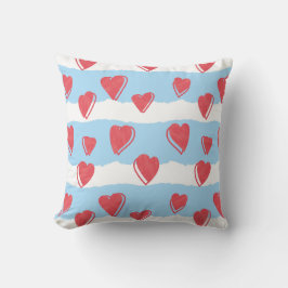 Cojín con corazones y rayas azules y blancas kissen
