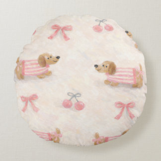 Cojín Decorativo con Patrón de Perritos Salchicha Rundes Kissen