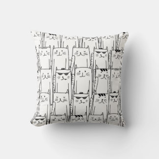 Cojín Gatos Minimalistas en Blanco y Negro – Patró Kissen