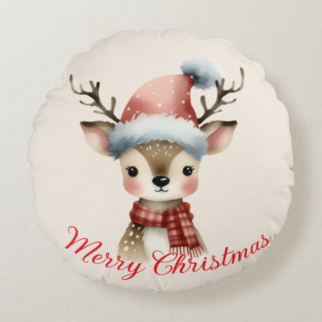Cojín Redondo Reno  Navideño  Rundes Kissen (Vorderseite)