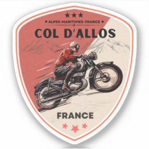 Col d'Allos, französische Alpen Motorrad-Tour Aufkleber