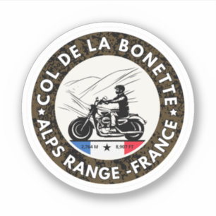 Col de la Bonette französische Alpen Motorrad-Tour Aufkleber