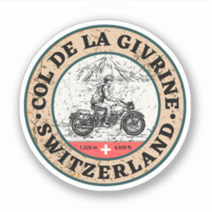 Col de la Givrine Schweizer Alpen Motorrad Geschen Aufkleber