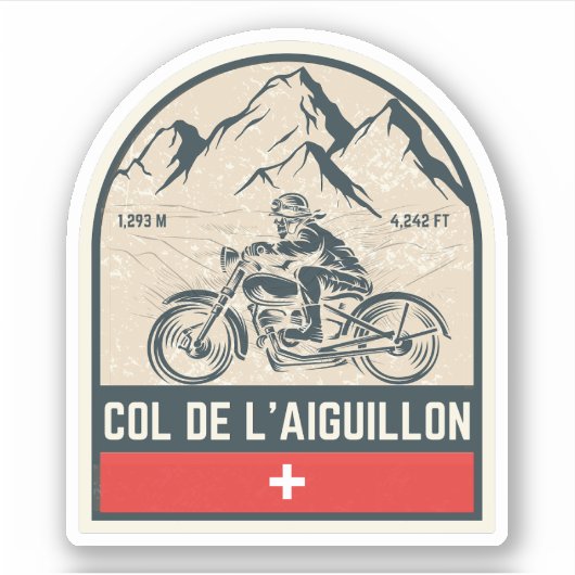 Col de l'Aiguillon - Schweizer Alpen - Motorradtou Aufkleber (Vorderseite)