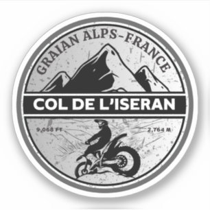 Col de l'Iseran französische Alpen Motorrad-Tour Aufkleber