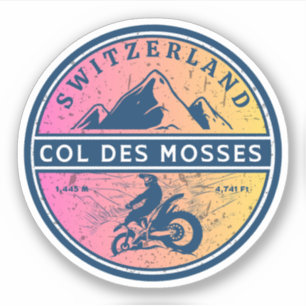 Col des Mosses Schweizer Alpen Motorradtour Aufkleber
