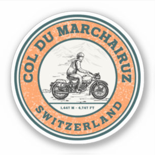 Col du Marchairuz Schweizer Alpen Motorrad-Tour Aufkleber