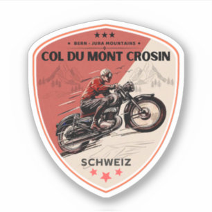 Col du Mont Crosin Schweizer Alpen Motorradtour Aufkleber