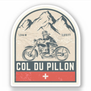 Col du Pillon Schweizer Alpen Motorrad-Tour Aufkleber