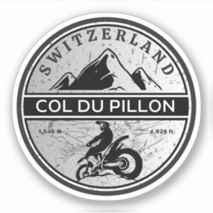 Col du Pillon Schweizer Alpen Motorradtour Aufkleber