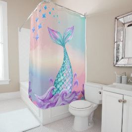 Cola de sirena mágica con fondo de ensueño duschvorhang