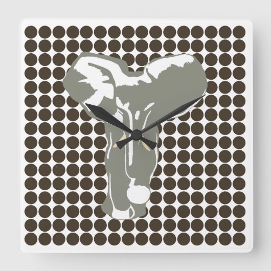 Cola Safari Dot mit Pop Art Elephant Quadratische Wanduhr (Vorderseite)