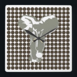 Cola Safari Dot mit Pop Art Elephant Quadratische Wanduhr<br><div class="desc">Mod polka dot pattern in Emporio Moffas "Safari" Farbpalette mit Pop Art Elephant Design auf der Vorderseite und schlichten Punkten auf der Rückseite.</div>