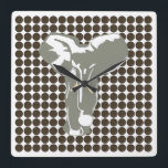 Cola Safari Dot mit Pop Art Elephant Quadratische Wanduhr<br><div class="desc">Mod polka dot pattern in Emporio Moffas "Safari" Farbpalette mit Pop Art Elephant Design auf der Vorderseite und schlichten Punkten auf der Rückseite.</div>