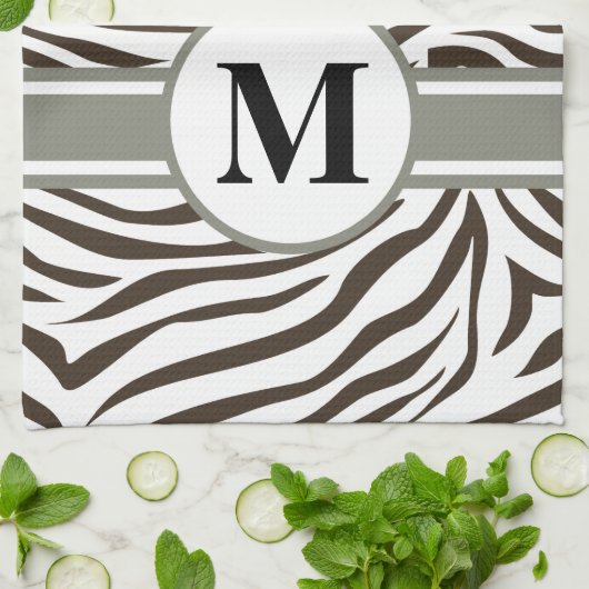 Cola Safari Zebra mit Monogramm Küchentuch (Gefaltet)