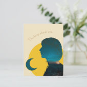 Colagem Artística Azul "Thinking About You" Postkarte (Stehend Vorderseite)