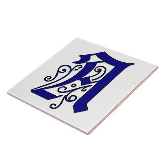 Colchester Letter A Blue Monogram Accent Tile Fliese (Seite)