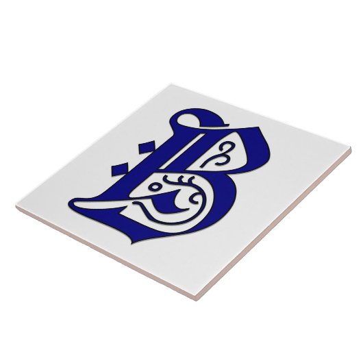 Colchester Letter B Blue Monogram Accent Tile Fliese (Seite)