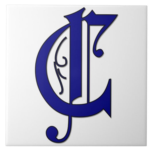 Colchester Letter C Blue Monogram Accent Tile Fliese (Vorderseite)