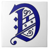 Colchester Letter D Blue Monogram Accent Tile Fliese (Vorderseite)