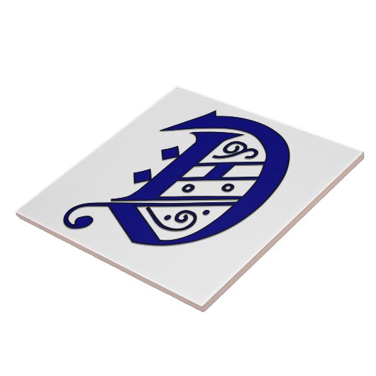Colchester Letter D Blue Monogram Accent Tile Fliese (Seite)