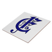 Colchester Letter E in Blue Monogram Tile Fliese (Seite)