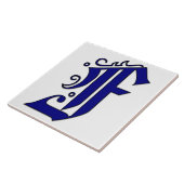 Colchester Letter F in Blue Monogram Tile Fliese (Seite)