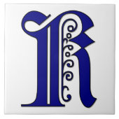 Colchester Letter K in Blue Monogram Tile Fliese (Vorderseite)
