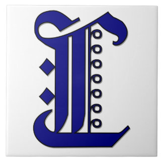 Colchester Letter L in Blue Monogram Tile Fliese