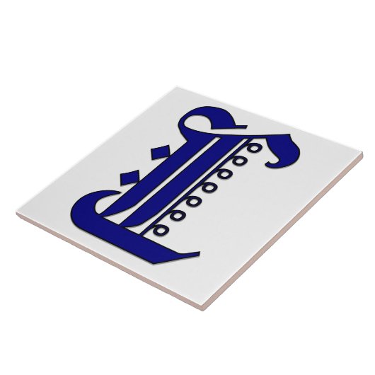 Colchester Letter L in Blue Monogram Tile Fliese (Seite)