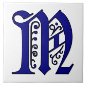 Colchester Letter M Blue Monogram Tile Fliese (Vorderseite)