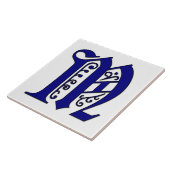 Colchester Letter M Blue Monogram Tile Fliese (Seite)